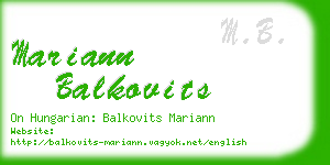 mariann balkovits business card